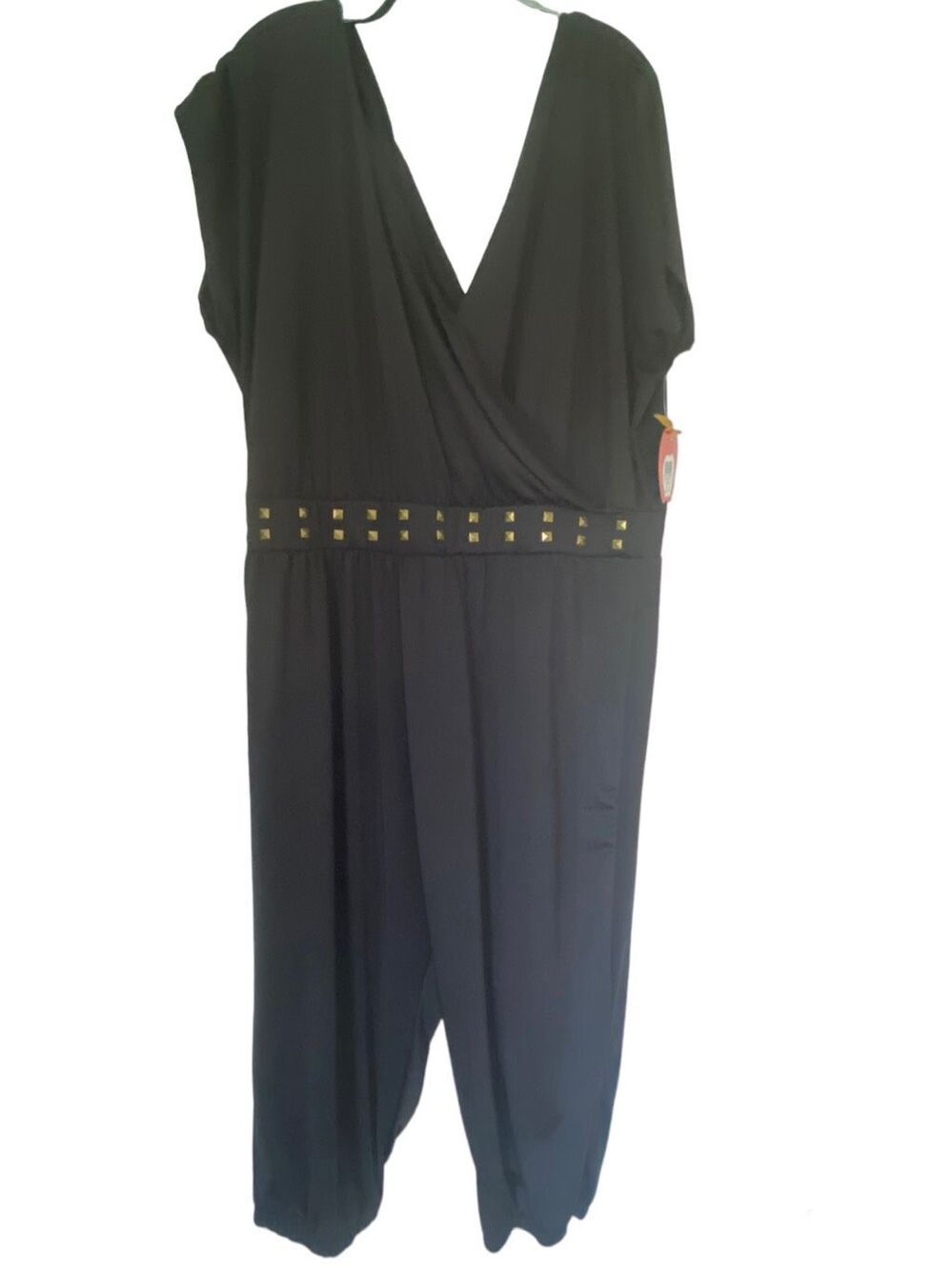 Happy Bottoms Black Jersey Wrap Style Sleeveless Jumpsuit Sz 1X